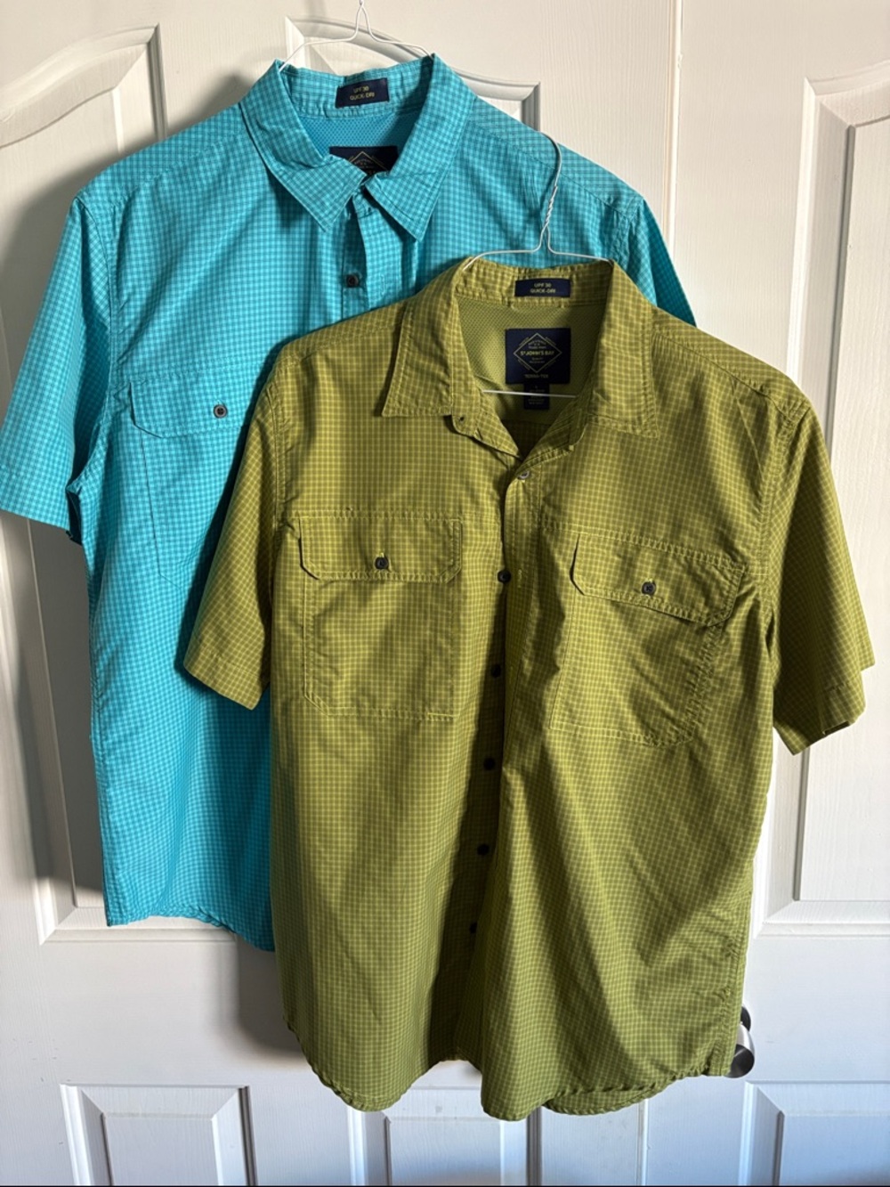 Eddie Bauer Short Sleeve Button-Down Shirts in Aqua & Olive